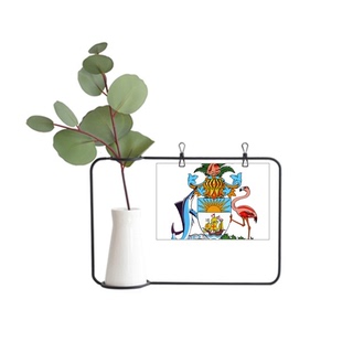 巴哈马群岛拿骚国徽金属相框陶瓷花瓶装饰