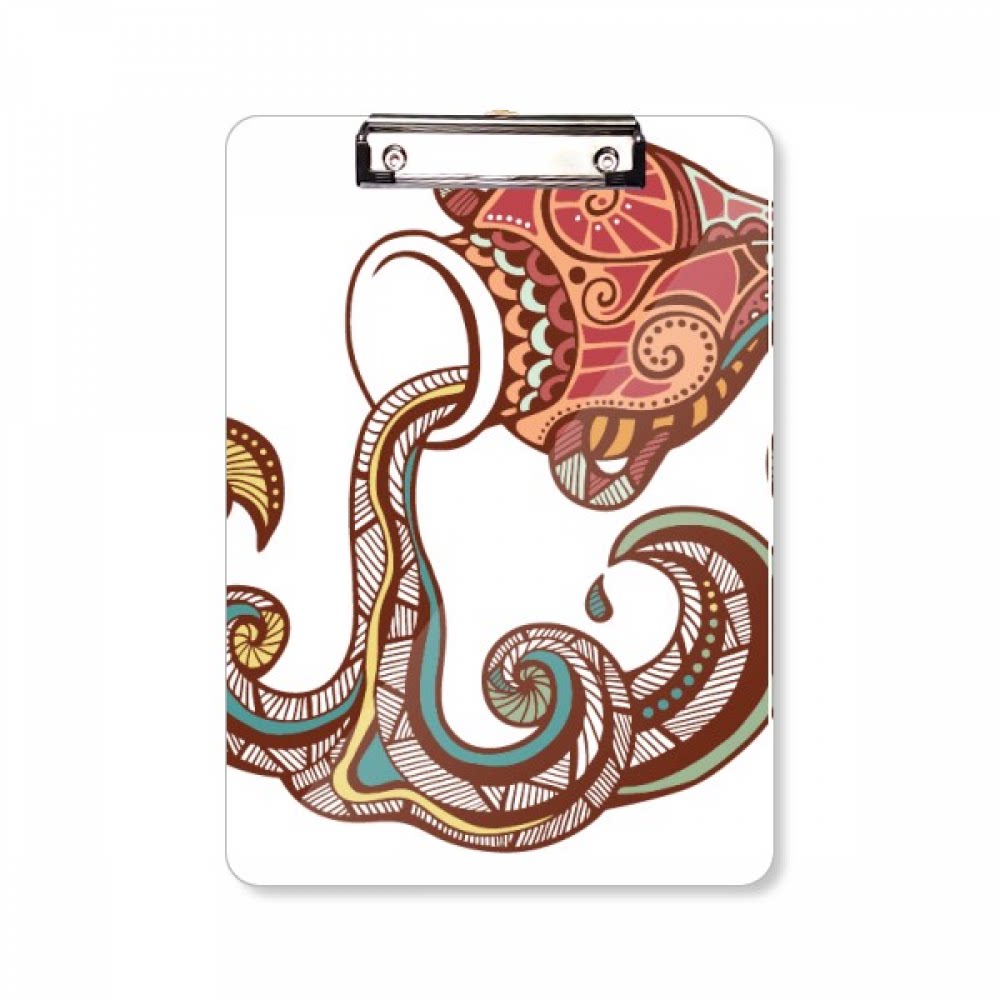 水瓶座星座标志插画图案平头文件夹书写垫板考试a4