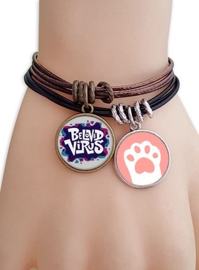 涂鸦街头蓝红亲爱的病毒黑棕手链对饰品猫咪礼物礼品