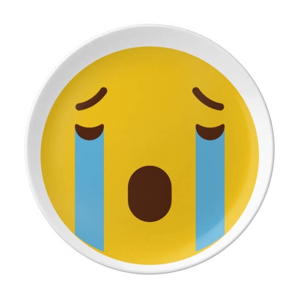 哭黄色可爱网聊表情包插画陶瓷餐盘子8寸月光盘餐具家居礼物