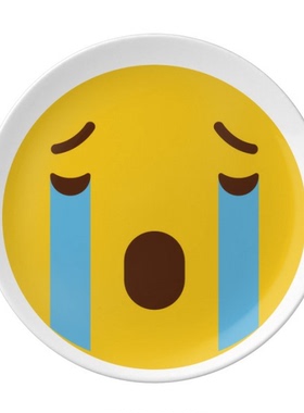 哭黄色可爱网聊表情包插画陶瓷餐盘子8寸月光盘餐具家居礼物