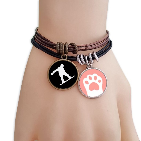 跳跃滑板运动黑色剪影黑棕手链对饰品猫咪礼物礼品