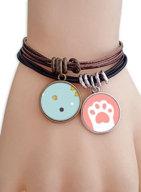 金色抽象花卉猫咪礼品手链