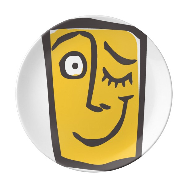 眨眼抽象人脸聊天素描表情包陶瓷餐盘子8寸月光盘餐具家居礼物