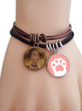 女子肖像-花非花邢健健油画黑棕手链对饰品猫咪礼物礼品