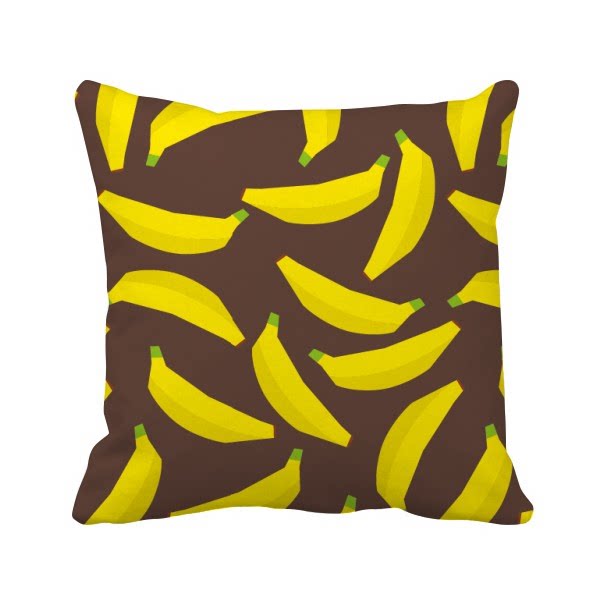 黄色香蕉水果插画纹样方形抱枕靠枕沙发靠垫双面含芯礼物