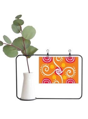 橙色植物墨西哥图腾手绘金属相框陶瓷花瓶装饰