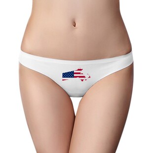 马萨诸塞州地图星条旗女士美丽白色无痕内裤丁字裤1片装礼物