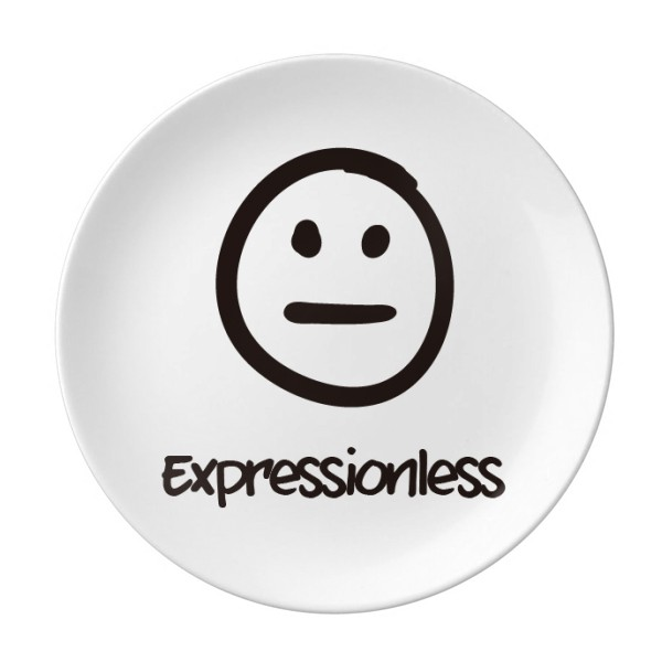 白色可爱面无表情表情包陶瓷餐盘子8寸月光盘餐具家居礼物