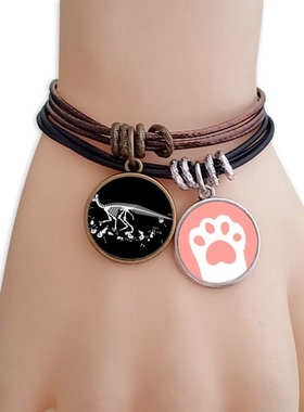 恐龙骨骼化石黑色黑棕手链对饰品猫咪礼物礼品