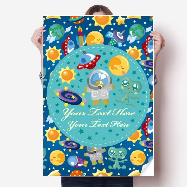 宇宙和外星太空元素海报贴纸80x55cm墙贴纸卧室家居装饰