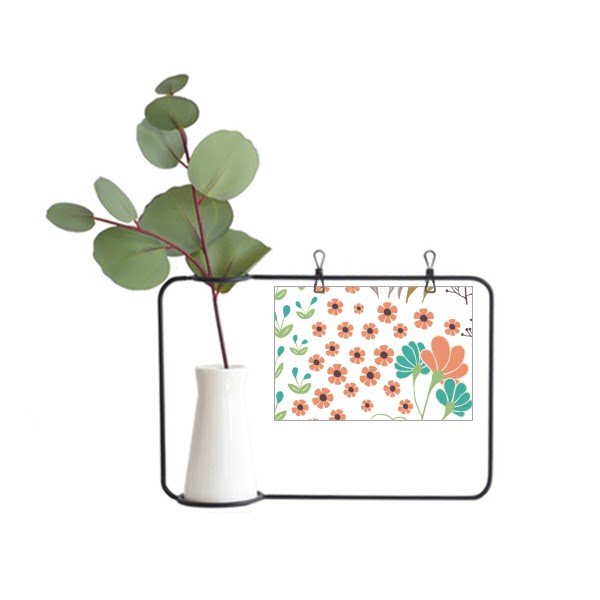 青橙植物手绘花卉画金属相框陶瓷花瓶装饰