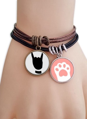 摇滚风纹样猫咪礼品手链