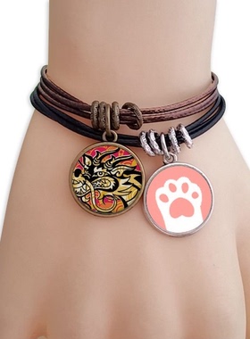中国龙花纹黑色猫咪礼品手链