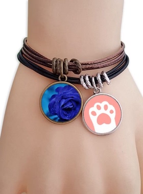蓝色玫瑰猫咪礼品手链