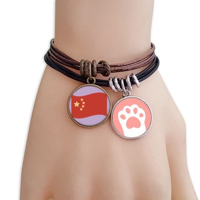 中国五星Made in China黑棕手链对饰品猫咪礼物礼品
