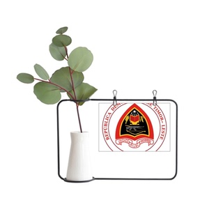 东帝汶帝力国徽金属相框陶瓷花瓶装饰