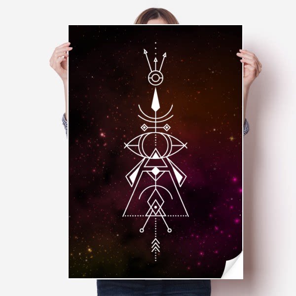 星空纹样图腾符号组合海报贴纸80x55cm墙贴纸卧室家居装饰