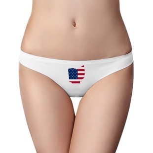 俄亥俄州美国地图星条旗女士美丽白色无痕内裤丁字裤1片装礼物