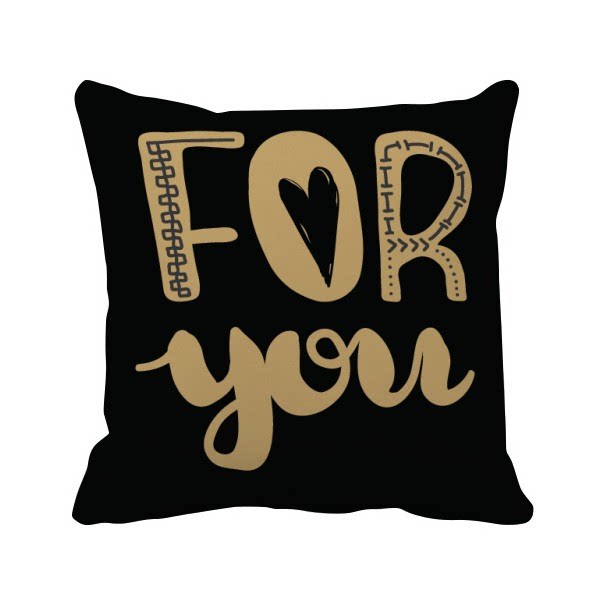 为了你金色英文艺术字方形抱枕靠枕沙发靠垫双面含芯礼物