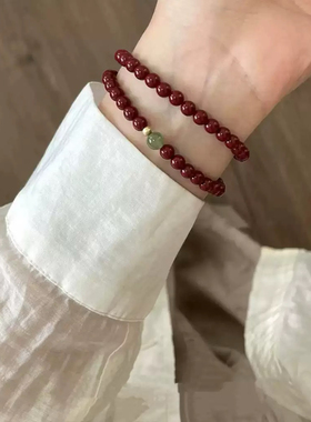 朱砂手串2026年属马的本命年吉祥佩戴物和田玉紫金砂转运珠手链女