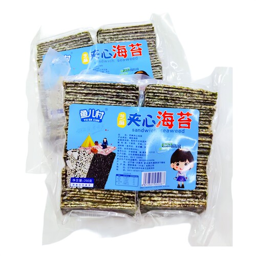 鱼儿村大连特产芝麻夹心海苔零食