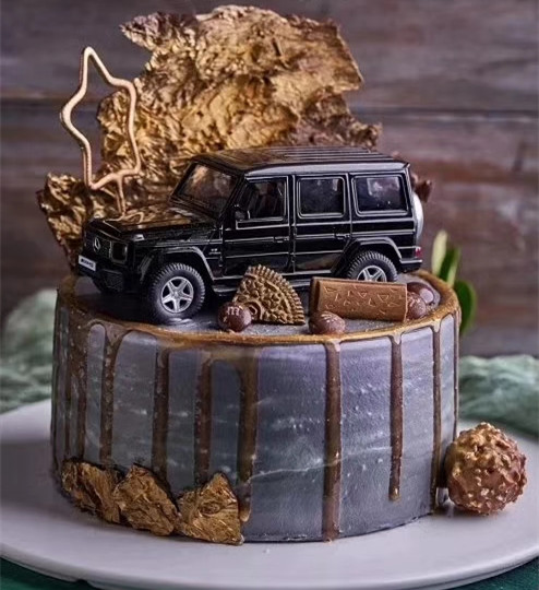 汽车蛋糕装饰摆件 男士生日蛋糕装饰合金汽车摆件 模型气球跑车