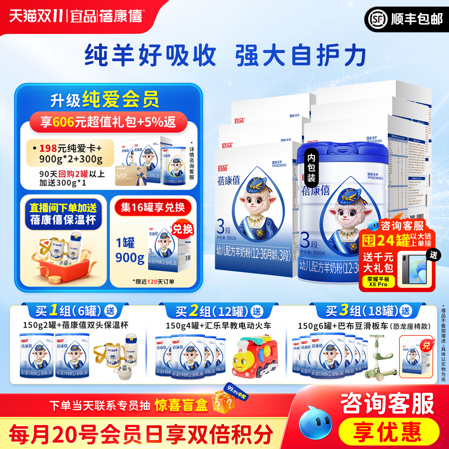 ��Ʒ������Ӥ�׶��䷽���̷�3��900g*6��1-3�걦���콢������Ʒ3129.02Ԫ��2��(��1564.51Ԫ/��)