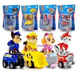 汪汪队立大功正品益智积木塑胶回力车阿奇天天毛毛狗狗儿童玩具车