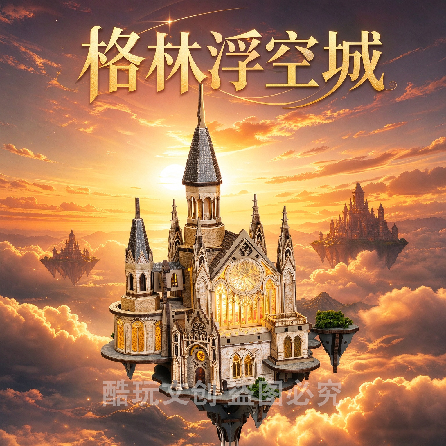 格林浮空城木质榫卯拼装模型