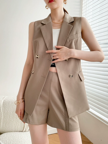 Летний тонкий жилет для отдыха без рукавов, костюм, комплект, 2025 года, в британском стиле, изысканный стиль