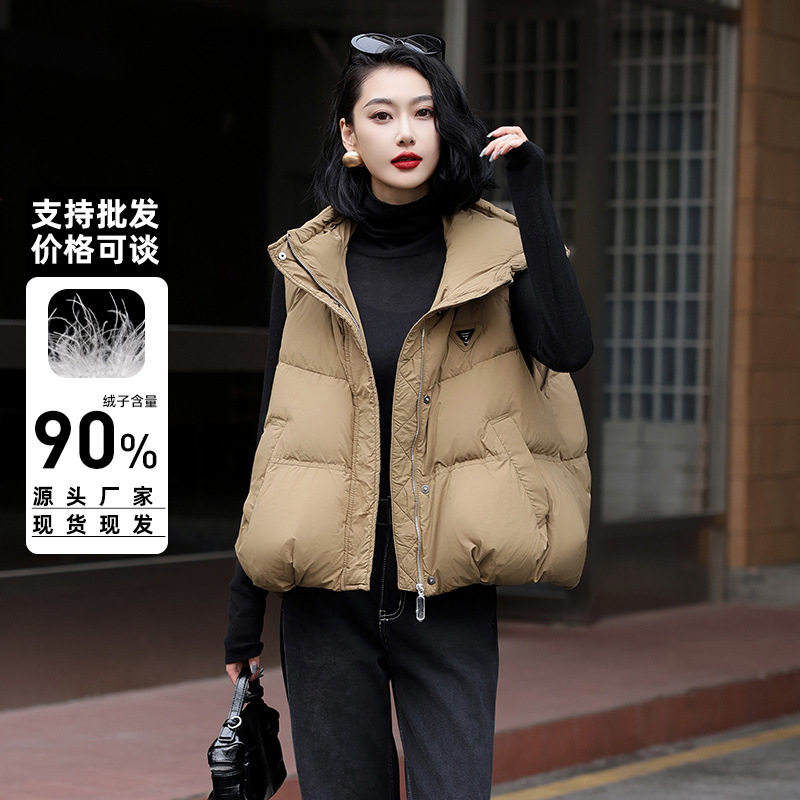 2025年冬季新款韩版羽绒马甲女短款外穿连帽休闲宽松面包服