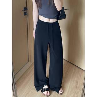 黑色宽裤女夏季薄款宽松显瘦抖抖瑜珈裤休闲 百搭抽绳卫裤直筒裤