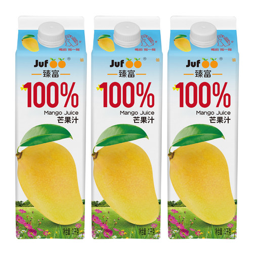 臻富纯果汁100%芒果汁1kg*3大瓶整箱 好喝健康营养果汁饮品饮料 - 封面