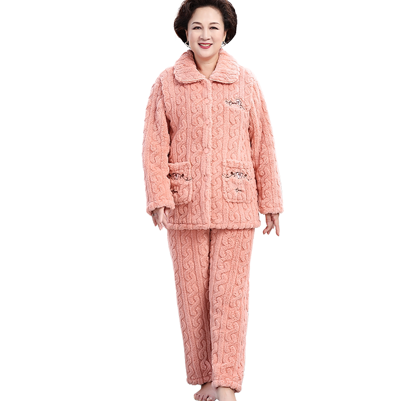 女士珊瑚绒加厚中老年人妈妈款