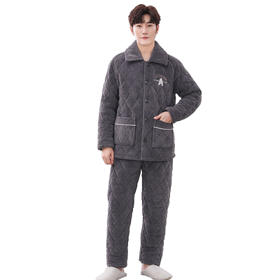 秋冬季法兰绒睡衣男士