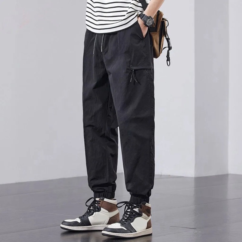 薄款冰丝裤子男生哈伦裤宽松2025夏季速干新款九分休闲束脚休闲裤