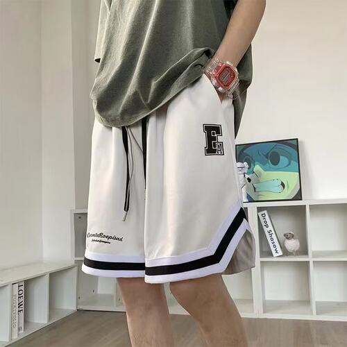 夏季运动短裤男网眼薄款休闲短裤宽松纯色百搭篮球短裤五分裤子|