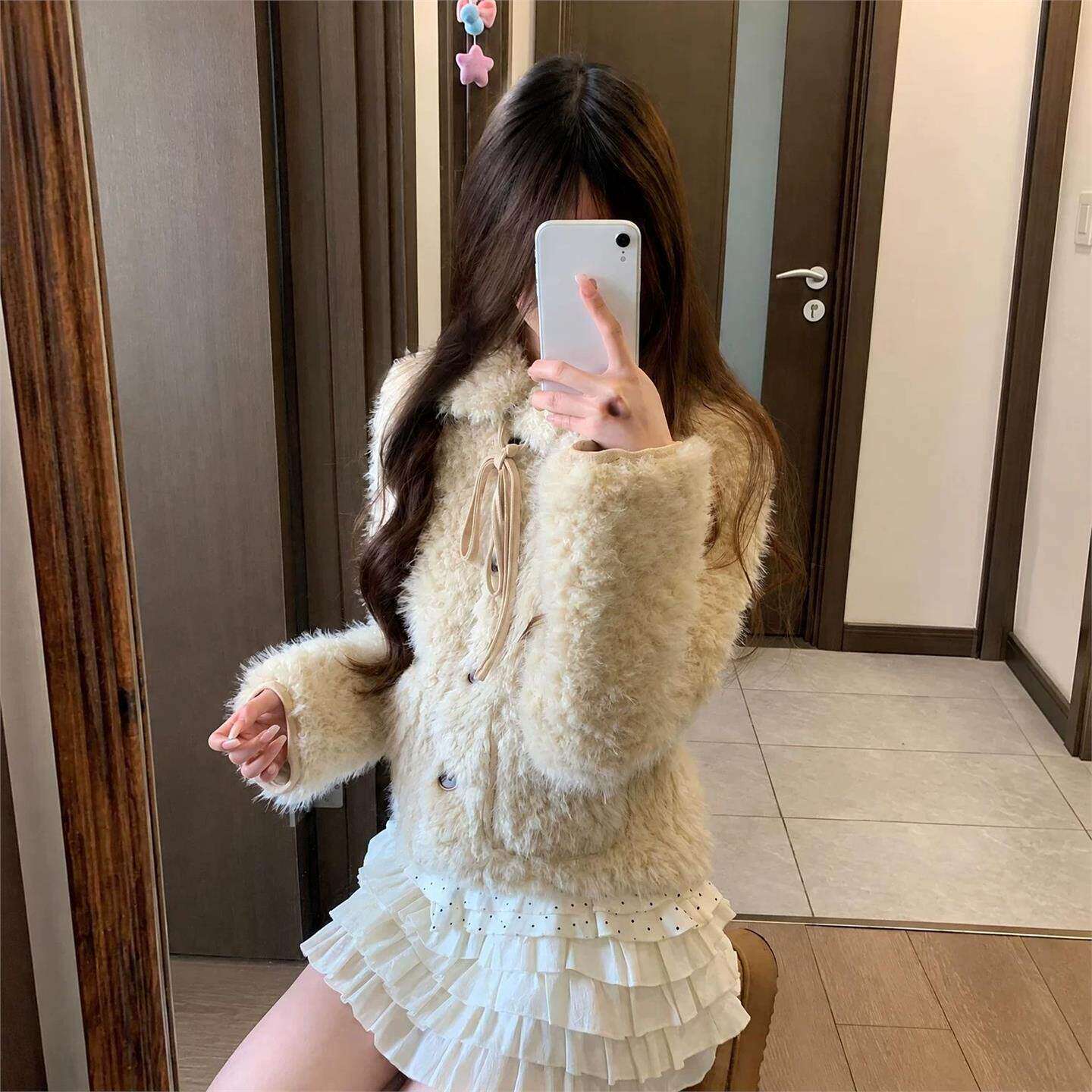 李秘书LIMS皮草短款皮草上衣甜美