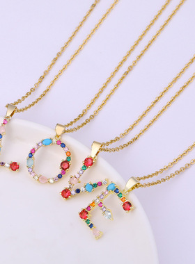 字母项链SONYA水晶锆石