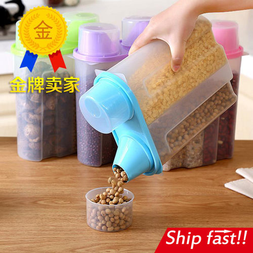 4pcs/set jar grain storage tank kitchen food cans plastic