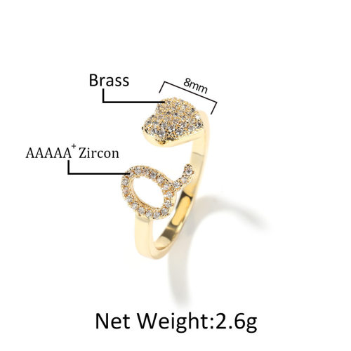 简约个性26个英文字母戒指开口可调节轻奢小众设计高级感爱心指环