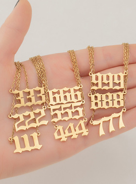 Lucky digital pendant necklace  000-999 stainless steel