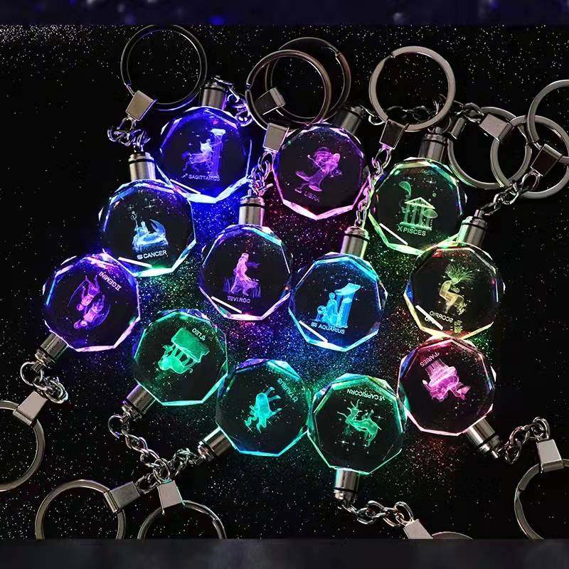 crystal zodiac keychain sign birthday gift custom 星座钥匙扣