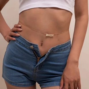 Custom name waist chain stainless steel jewelry body belly