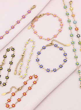 bracelet 不锈钢花瓣手链女气质百搭简约情侣钛钢几何型手链手