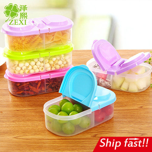 2pcs plastic bottle kitchen food storage container box