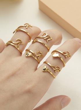 跨境开口戒指不锈钢简约