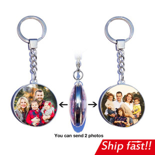 diy picture keychain 双面定制照片钥匙扣 gift custom photo