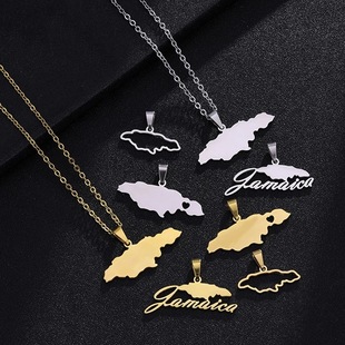 Jamaica map pendant necklace for men and women 牙买加